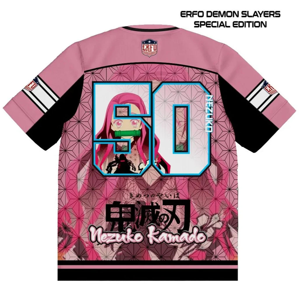 2026 New Demon Slayer Kamado Nezuko Anime Number Jersey Oversize Tops Tees Retro Style Kpop Baseball Hockey Outfit T-shirt