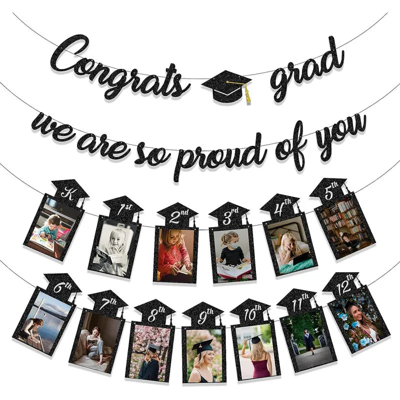 2026 Graduation banner party decoration, graduation banner garland congratulations graduation party supplies decoration