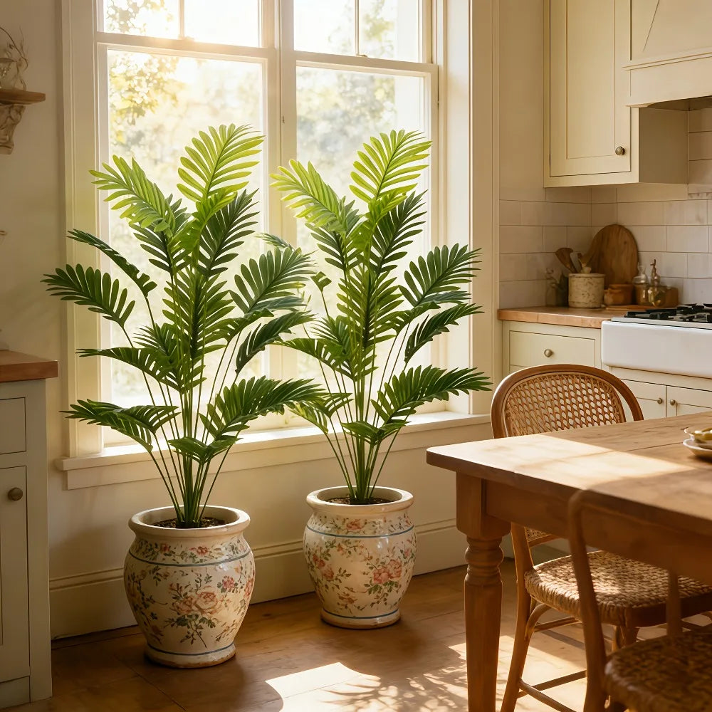 1PC 65-128CM Large Artificial Palm Tree Tropical Green Leaves Fake Plants Plastic Monstera Faux Tree Branch for Home Decor 2026