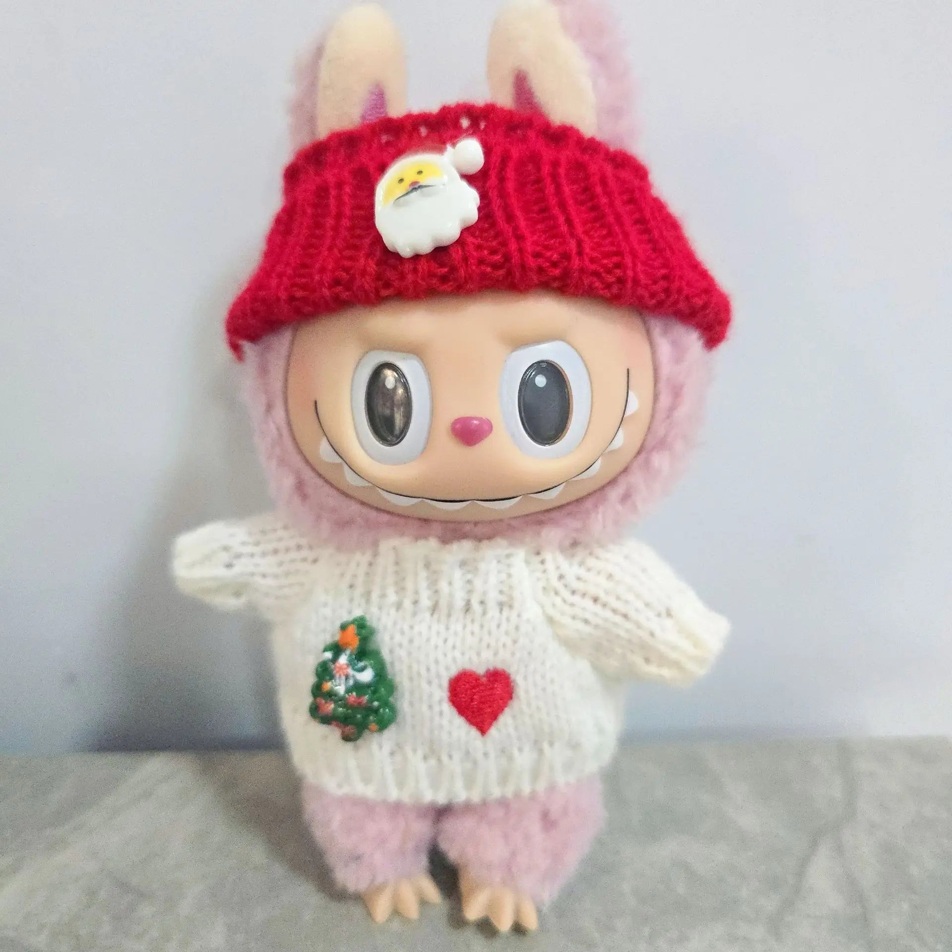 1 Set New Christmas Knitted Sweater Outfit For 1st 2nd 3rd Gen Labubu Doll Baby Clothes Headwear Pet Toy Holiday Gift