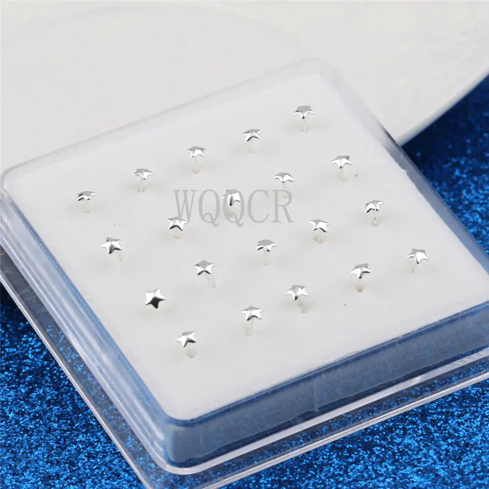 20pcs/box Frosted Surface Stars Shape of Nose Nail 10mm Ball Nail & New Nose Nose Rings The Piercing Jewelry