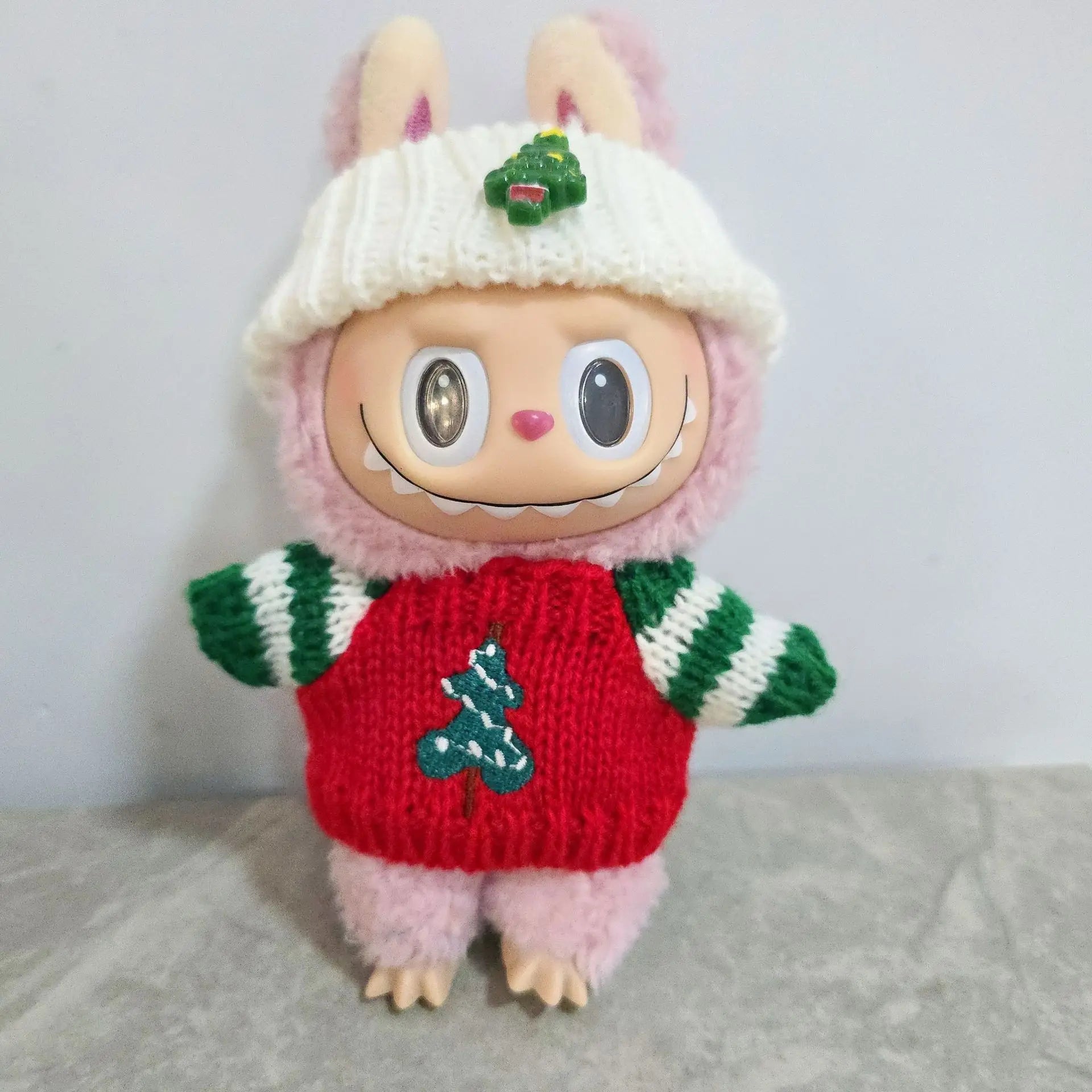 1 Set New Christmas Knitted Sweater Outfit For 1st 2nd 3rd Gen Labubu Doll Baby Clothes Headwear Pet Toy Holiday Gift