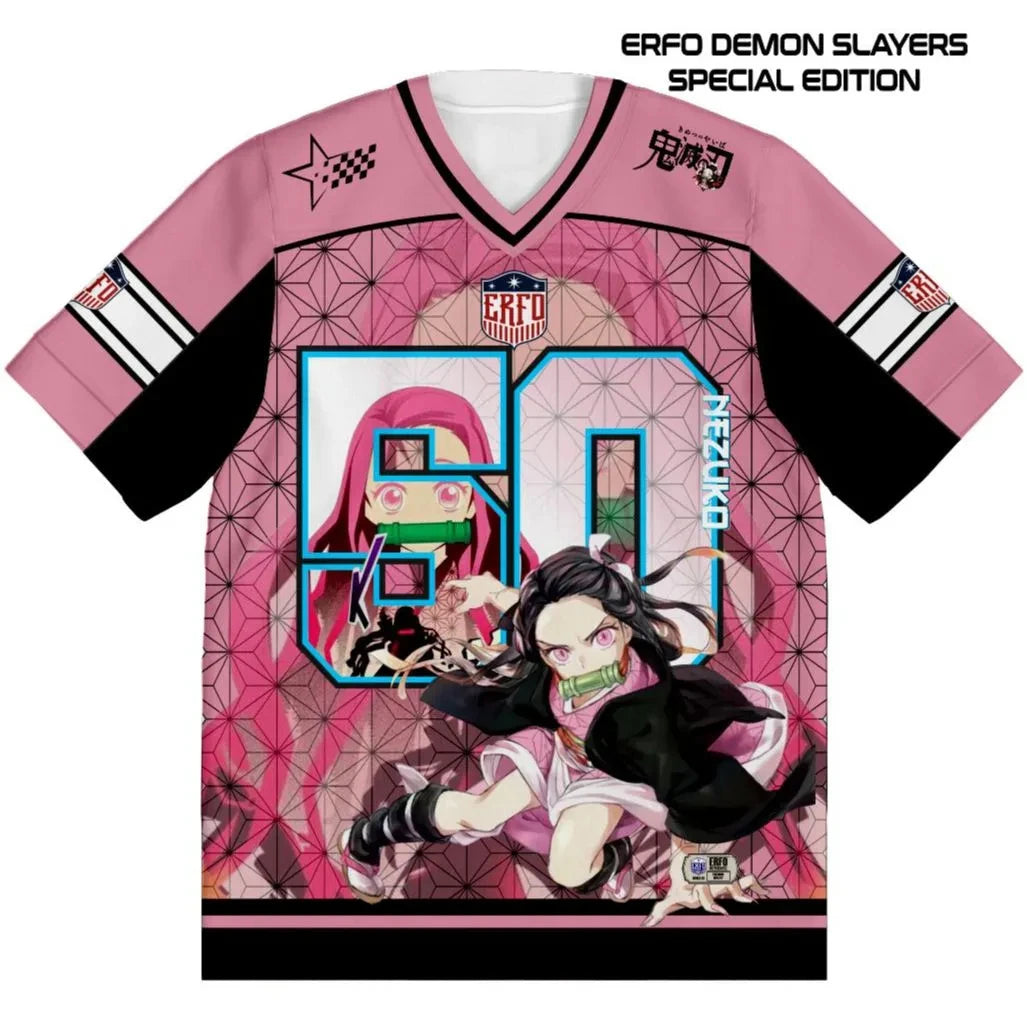 2026 New Demon Slayer Kamado Nezuko Anime Number Jersey Oversize Tops Tees Retro Style Kpop Baseball Hockey Outfit T-shirt